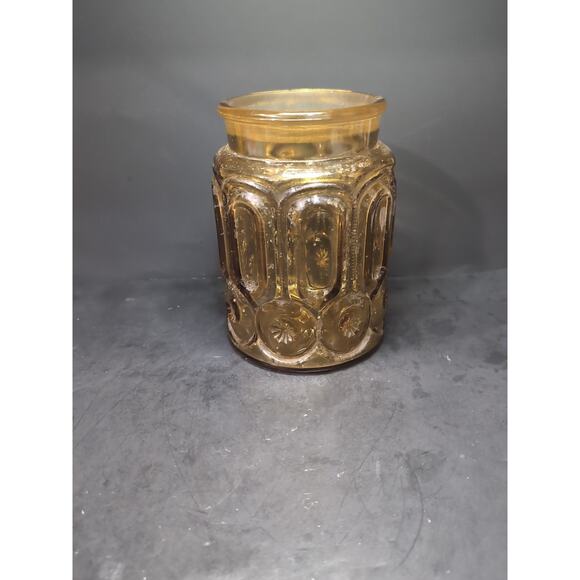 LE Smith Amber Honey Glass Apothecary, Vintage Moon & Stars Canister, 9 Inch Jar - Picture 2 of 9